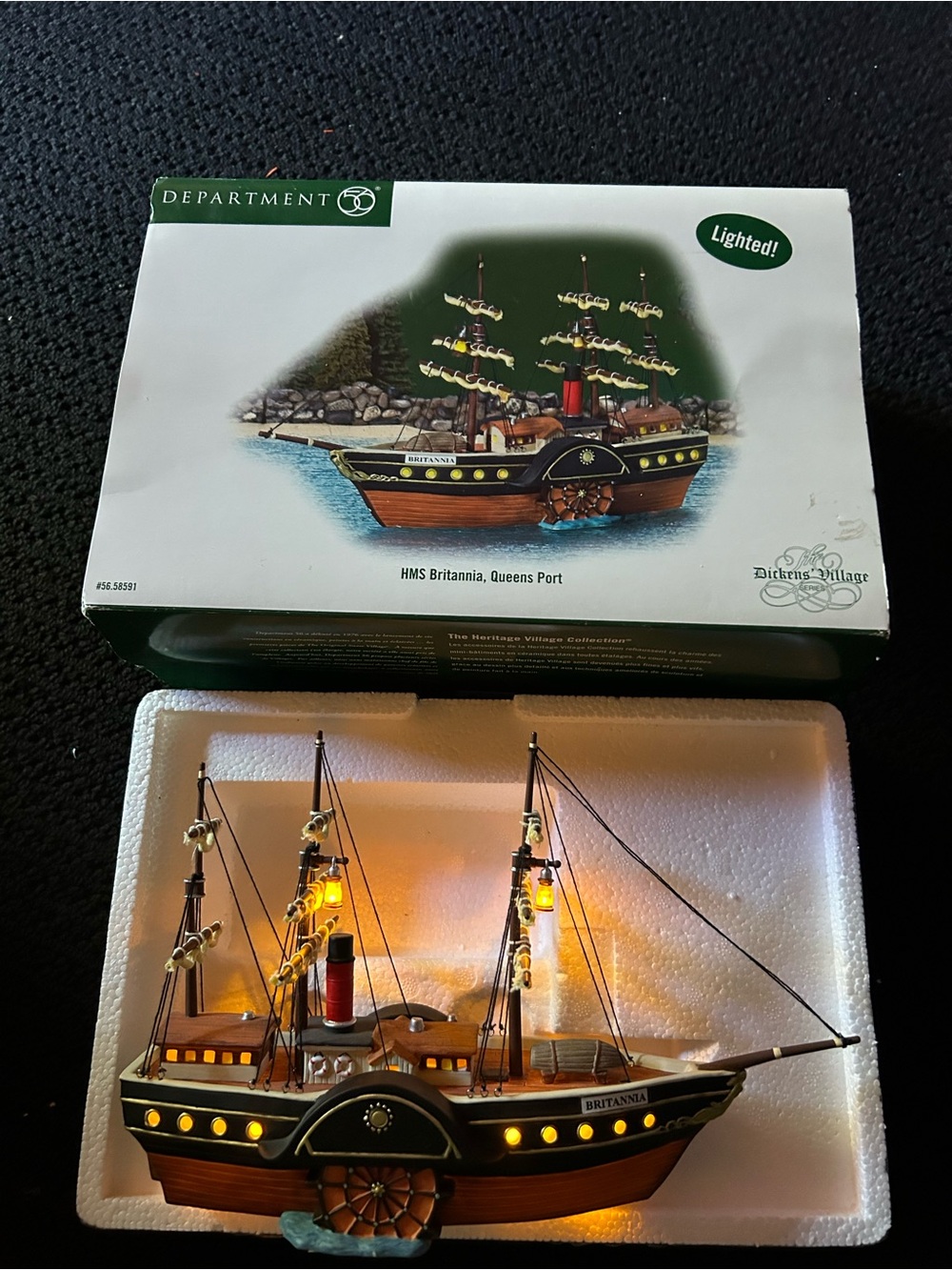 Department 56 Dickens Lighted " HMS Britannia , Quenns Port "